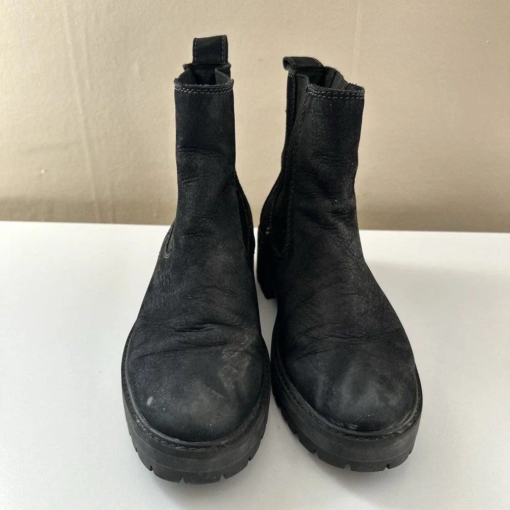Timberland Womens Courmayeur Valley Chelsea Boot Size 7 Black Chunky Grunge